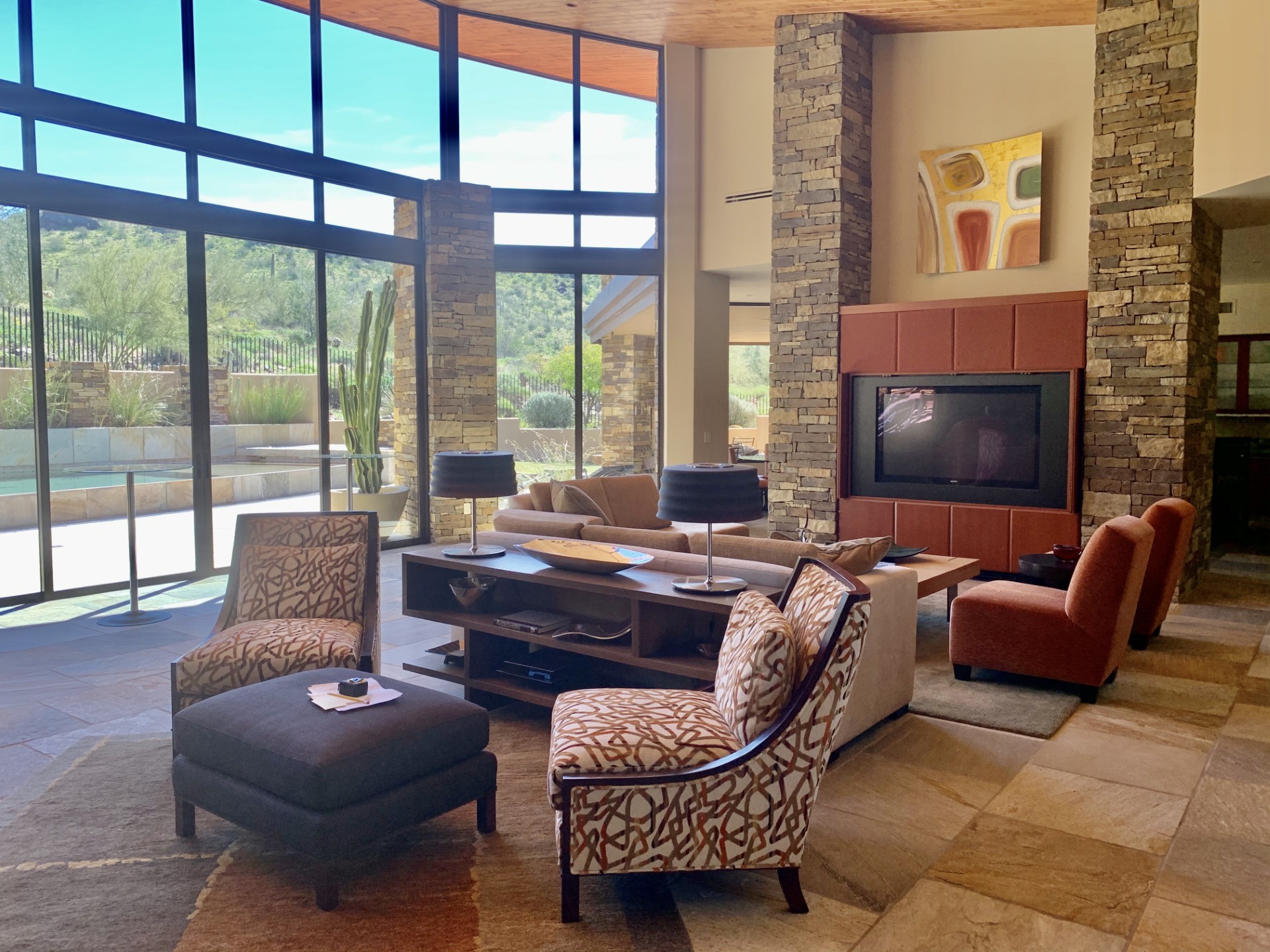 Living room before renovation at the Lost Canyon Residence in Scottsdale Arizona.