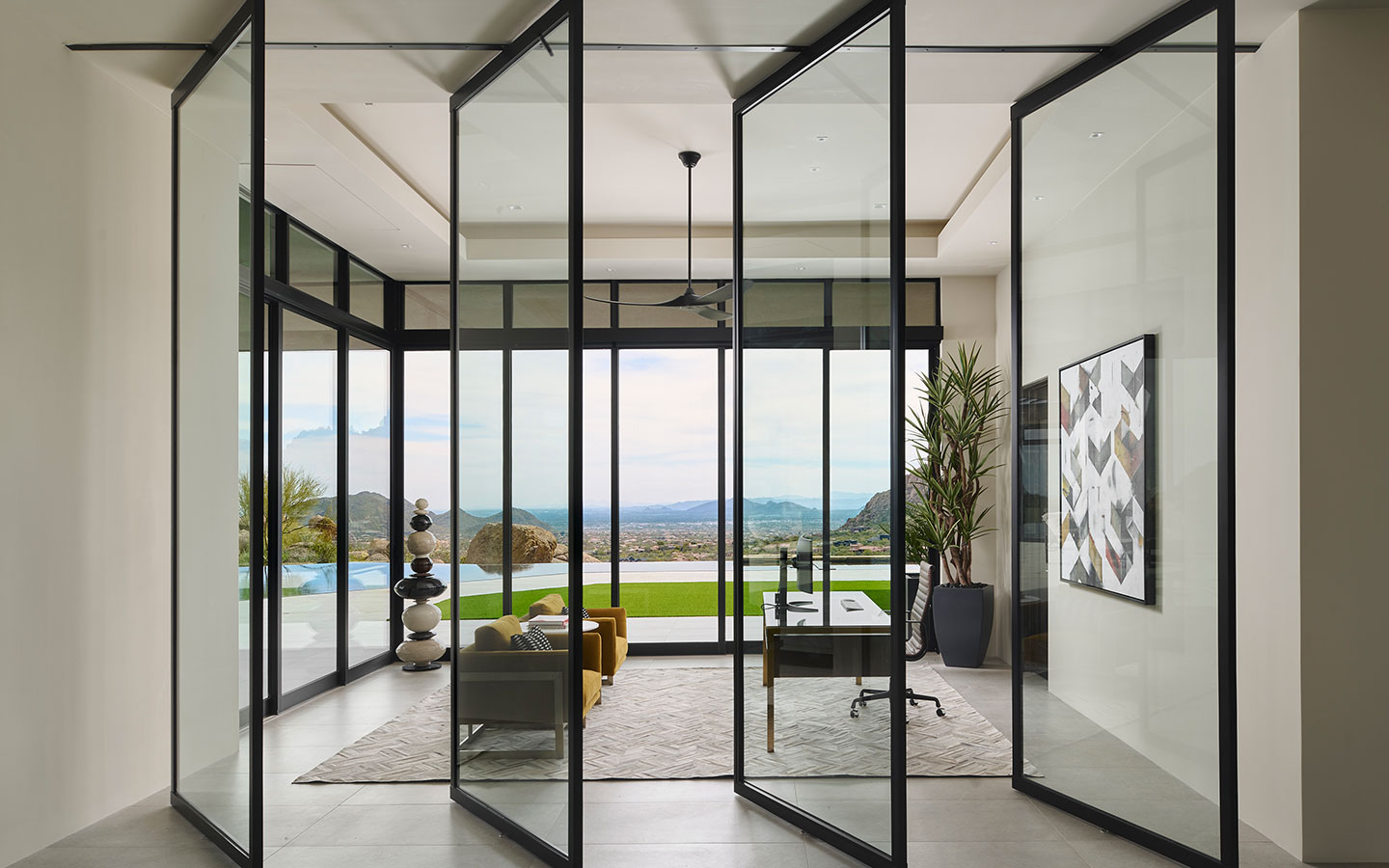 Home Office doors at the Pinnacle Canyon Residence in Scottsdale Arizona.