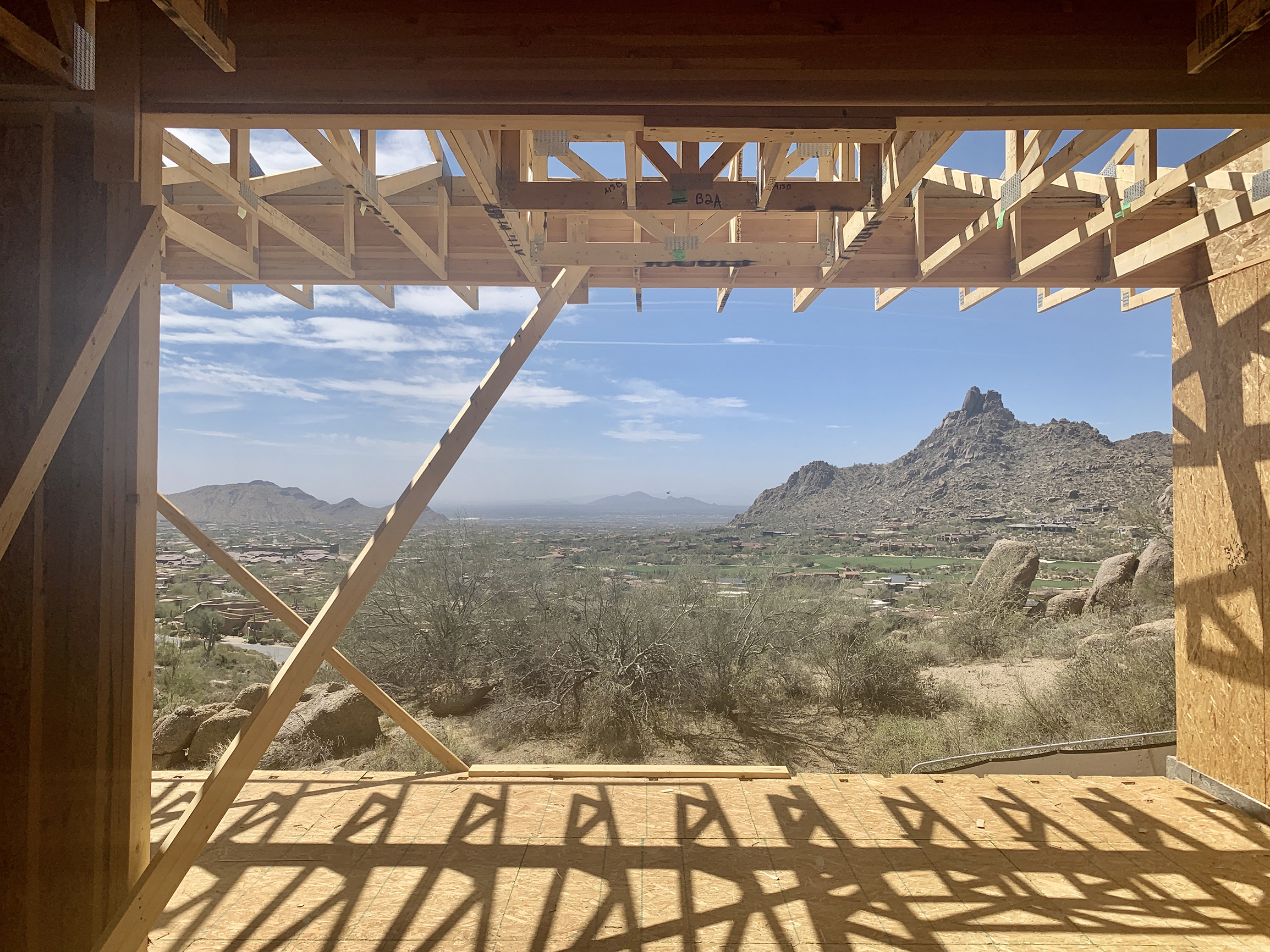 Back patio construction at the Pinnacle Canyon Residence in Scottsdale Arizona.