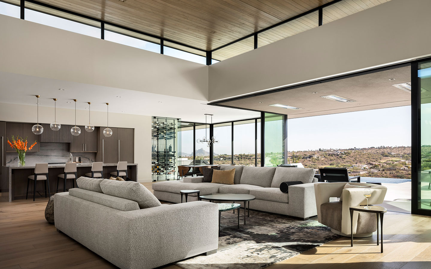 The great room at the Sundown Residence in Fountain Hills Arizona